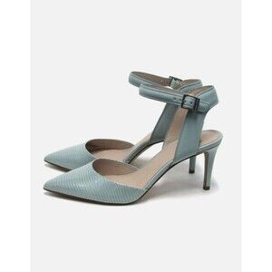 Louise Et Cie Kota Lizard Embossed LTHR Ankle Strap Pump Aqua Sz 7.5M/38EU